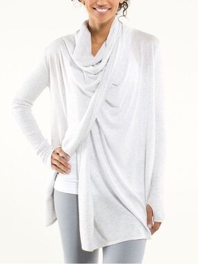 Lululemon Universal Wrap knit sweater cardigan Heathered White size 10
